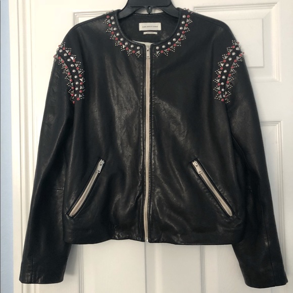 💯Isabel Marant Buddy Embellished Leather Jacket - Picture 1 of 7